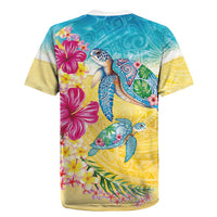 Hawaiian Tropical Plants Turtles Rugby Jersey Watercolor Style - Polynesian Pride