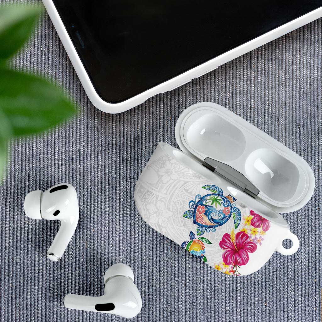 Hawaiian Abstract Art Turtles AirPods Case with Plumeria and Hibiscus - Polynesian Pride