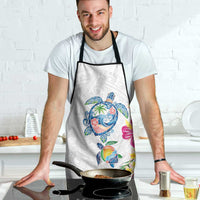 Hawaiian Abstract Art Turtles Apron with Plumeria and Hibiscus - Polynesian Pride