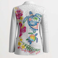 Hawaiian Abstract Art Turtles Blazer with Plumeria and Hibiscus - Polynesian Pride