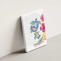 Hawaiian Abstract Art Turtles Canvas Wall Art with Plumeria and Hibiscus - Polynesian Pride