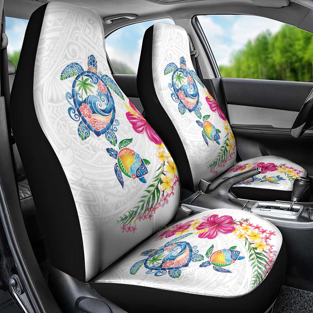 Hawaiian Abstract Art Turtles Car Seat Cover with Plumeria and Hibiscus - Polynesian Pride
