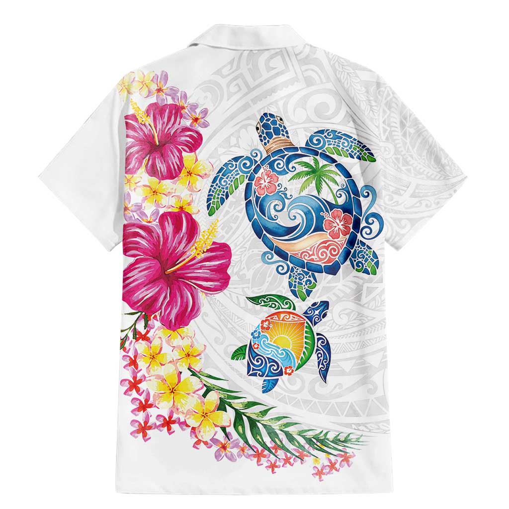 Hawaiian Abstract Art Turtles Family Matching Mermaid Dress and Hawaiian Shirt with Plumeria and Hibiscus LT03 - Polynesian Pride