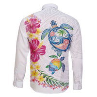 Hawaiian Abstract Art Turtles Family Matching Off Shoulder Maxi Dress and Hawaiian Shirt with Plumeria and Hibiscus LT03 - Polynesian Pride
