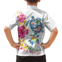Hawaiian Abstract Art Turtles Family Matching Summer Maxi Dress and Hawaiian Shirt with Plumeria and Hibiscus LT03 - Polynesian Pride