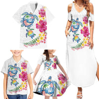 Hawaiian Abstract Art Turtles Family Matching Summer Maxi Dress and Hawaiian Shirt with Plumeria and Hibiscus LT03 - Polynesian Pride