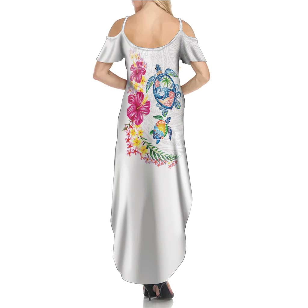 Hawaiian Abstract Art Turtles Family Matching Summer Maxi Dress and Hawaiian Shirt with Plumeria and Hibiscus LT03 - Polynesian Pride