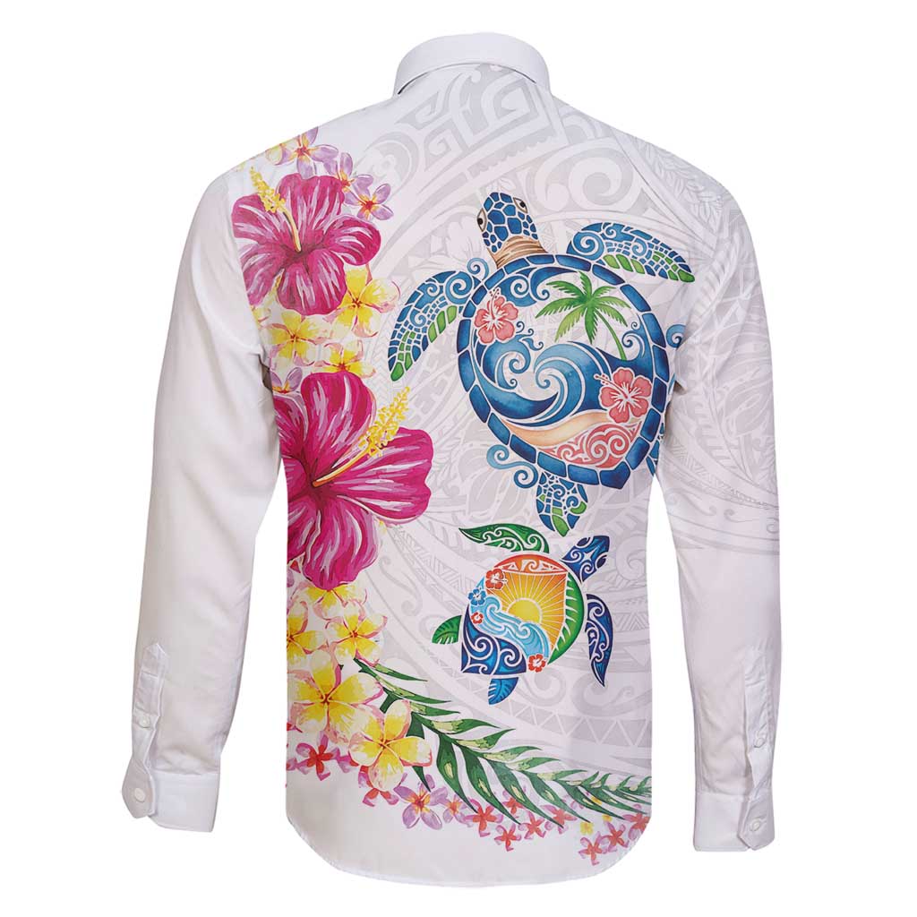 Hawaiian Abstract Art Turtles Family Matching Tank Maxi Dress and Hawaiian Shirt with Plumeria and Hibiscus LT03 - Polynesian Pride
