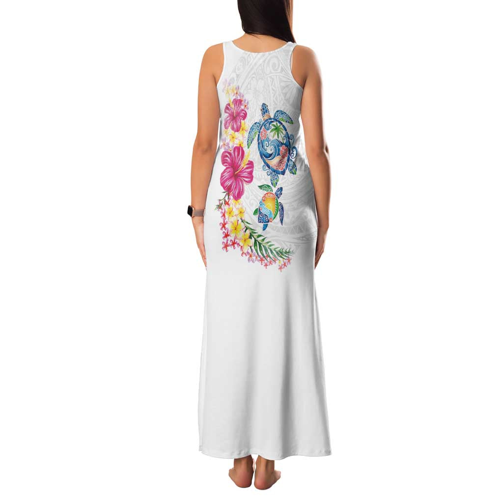 Hawaiian Abstract Art Turtles Family Matching Tank Maxi Dress and Hawaiian Shirt with Plumeria and Hibiscus LT03 - Polynesian Pride
