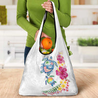 Hawaiian Abstract Art Turtles Grocery Bag with Plumeria and Hibiscus - Polynesian Pride