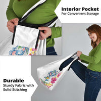 Hawaiian Abstract Art Turtles Grocery Bag with Plumeria and Hibiscus - Polynesian Pride