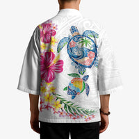 Hawaiian Abstract Art Turtles Kimono with Plumeria and Hibiscus - Polynesian Pride