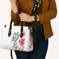 Hawaiian Abstract Art Turtles Leather Bag with Plumeria and Hibiscus - Polynesian Pride