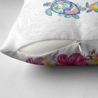 Hawaiian Abstract Art Turtles Pillow Cover with Plumeria and Hibiscus - Polynesian Pride