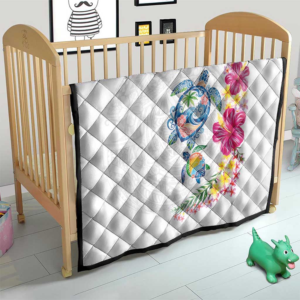 Hawaiian Abstract Art Turtles Quilt with Plumeria and Hibiscus - Polynesian Pride