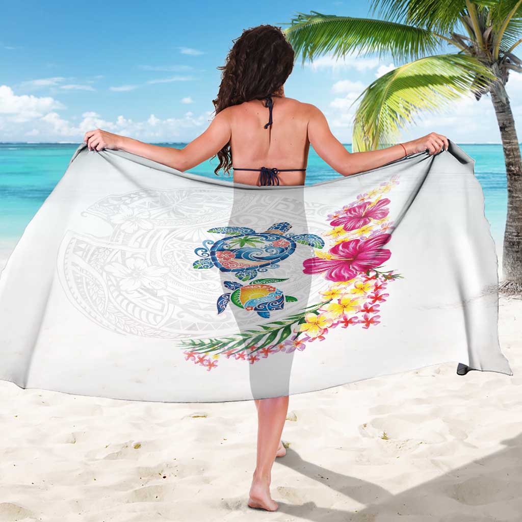 Hawaiian Abstract Art Turtles Sarong with Plumeria and Hibiscus - Polynesian Pride