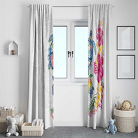 Hawaiian Abstract Art Turtles Window Curtain with Plumeria and Hibiscus - Polynesian Pride