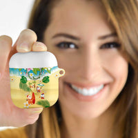 Hawaiian Mele Kalikimaka AirPods Case Tropical Plumeria and Lei Funny Santa Beach - Polynesian Pride