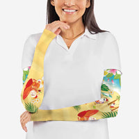 Hawaiian Mele Kalikimaka Arm Sleeves Tropical Plumeria and Lei Funny Santa Beach - Polynesian Pride