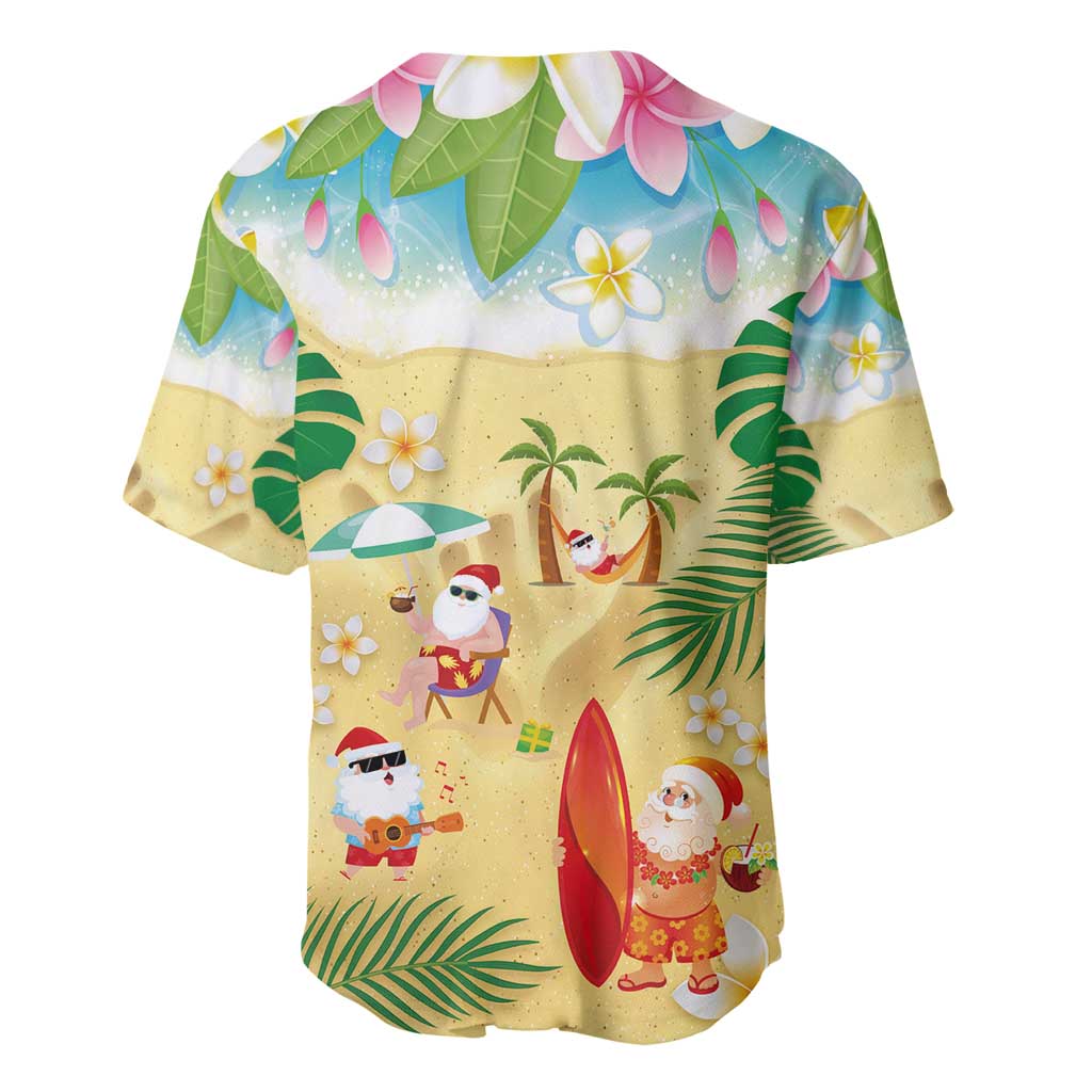Hawaiian Mele Kalikimaka Baseball Jersey Tropical Plumeria and Lei Funny Santa Beach - Polynesian Pride