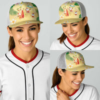 Hawaiian Mele Kalikimaka Baseball Net Cap Funny Santa Claus on Beach with Tropical Plants and Lei - Polynesian Pride