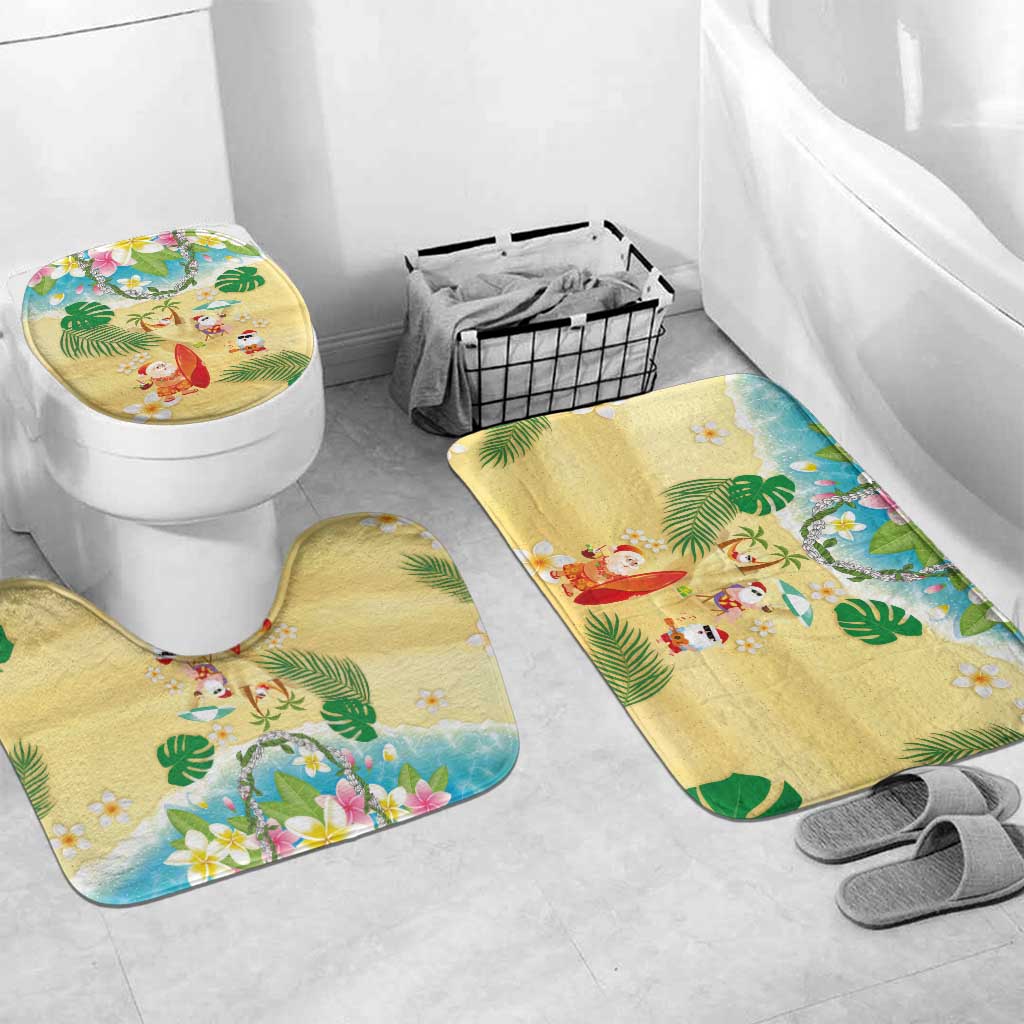 Hawaiian Mele Kalikimaka Bathroom Set Tropical Plumeria and Lei Funny Santa Beach - Polynesian Pride