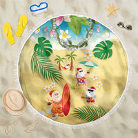 Hawaiian Mele Kalikimaka Beach Blanket Tropical Plumeria and Lei Funny Santa Beach - Polynesian Pride