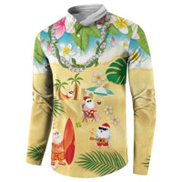 Hawaiian Mele Kalikimaka Button Sweatshirt Tropical Plumeria and Lei Funny Santa Beach - Polynesian Pride