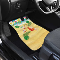 Hawaiian Mele Kalikimaka Car Mats Tropical Plumeria and Lei Funny Santa Beach - Polynesian Pride