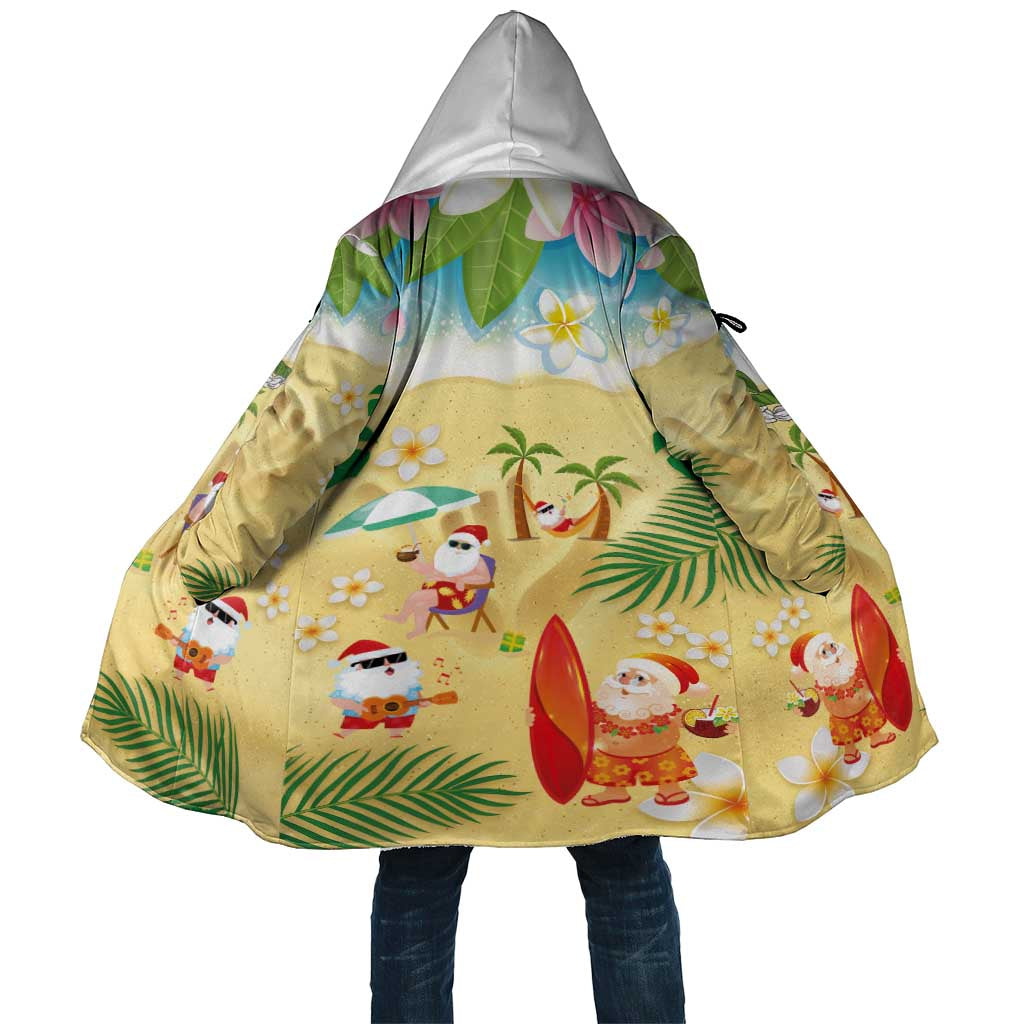 Hawaiian Mele Kalikimaka Cloak Tropical Plumeria and Lei Funny Santa Beach - Polynesian Pride