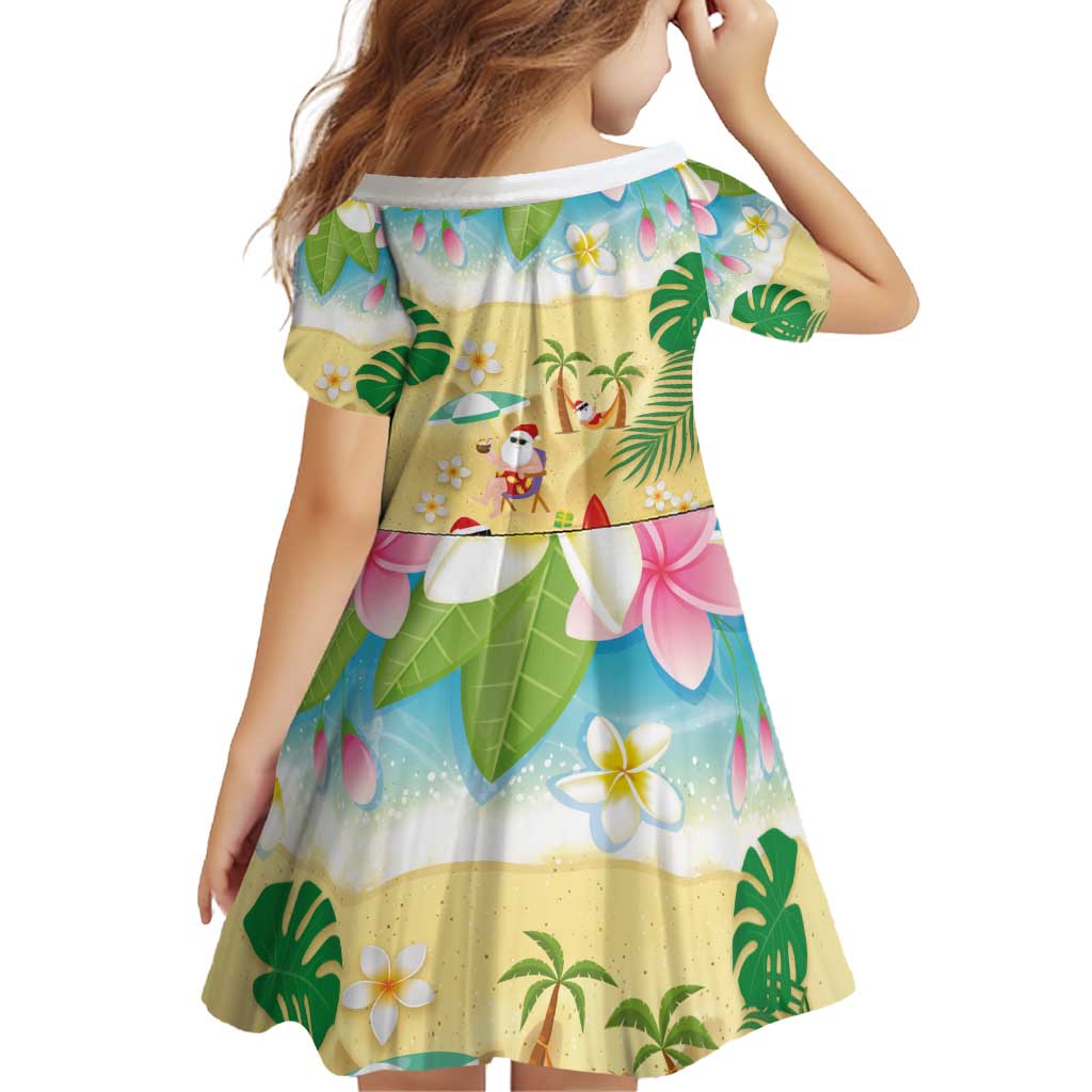 Hawaiian Mele Kalikimaka Family Matching Off Shoulder Short Dress and Hawaiian Shirt Tropical Plumeria and Lei Funny Santa Beach LT03 - Polynesian Pride