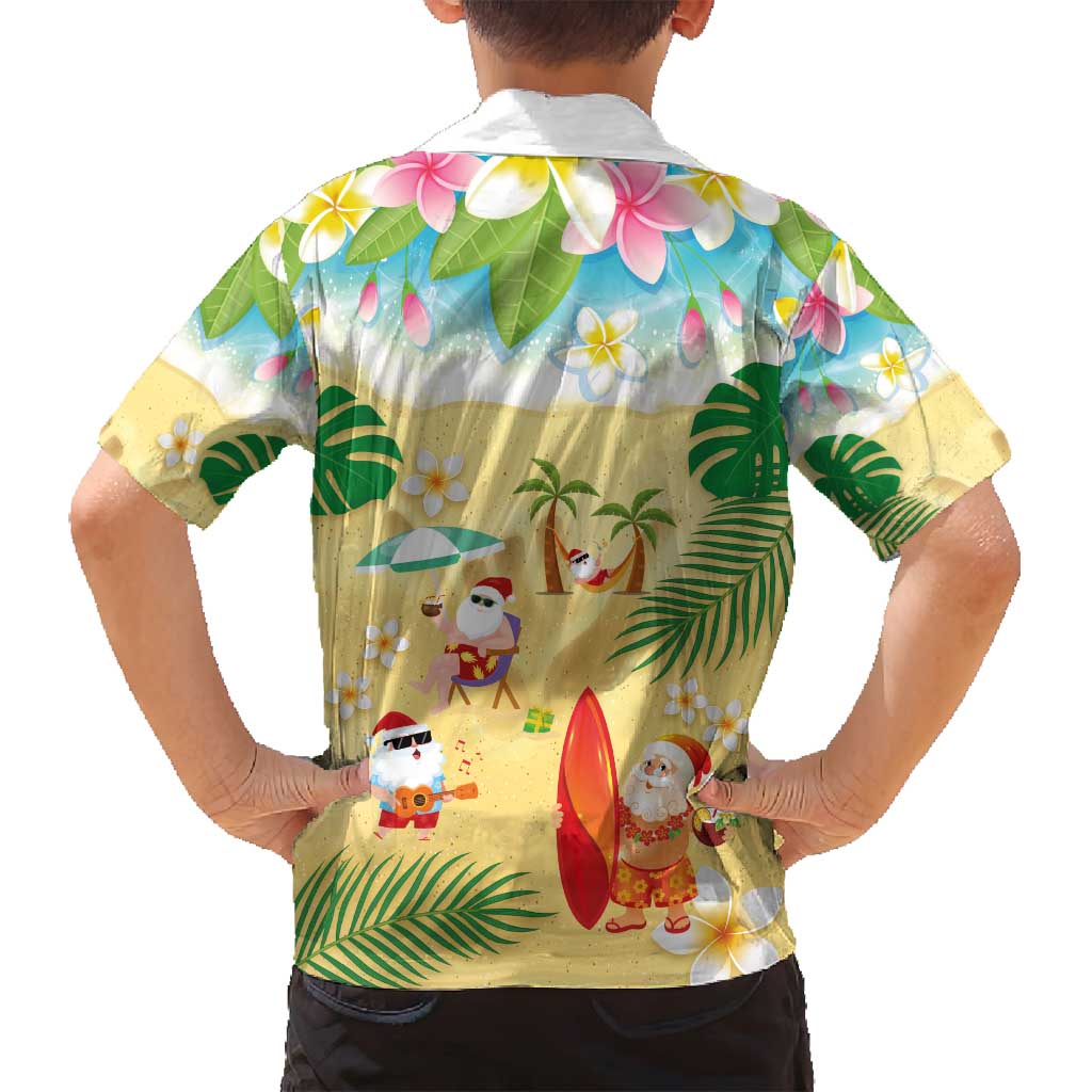 Hawaiian Mele Kalikimaka Family Matching Puletasi and Hawaiian Shirt Tropical Plumeria and Lei Funny Santa Beach LT03 - Polynesian Pride