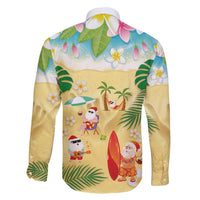 Hawaiian Mele Kalikimaka Family Matching Puletasi and Hawaiian Shirt Tropical Plumeria and Lei Funny Santa Beach LT03 - Polynesian Pride