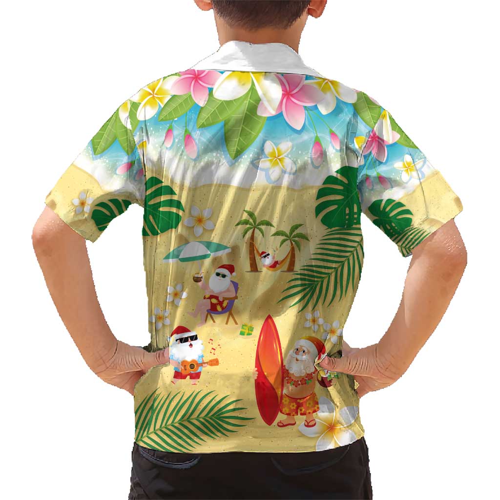 Hawaiian Mele Kalikimaka Family Matching Short Sleeve Bodycon Dress and Hawaiian Shirt Tropical Plumeria and Lei Funny Santa Beach LT03 - Polynesian Pride