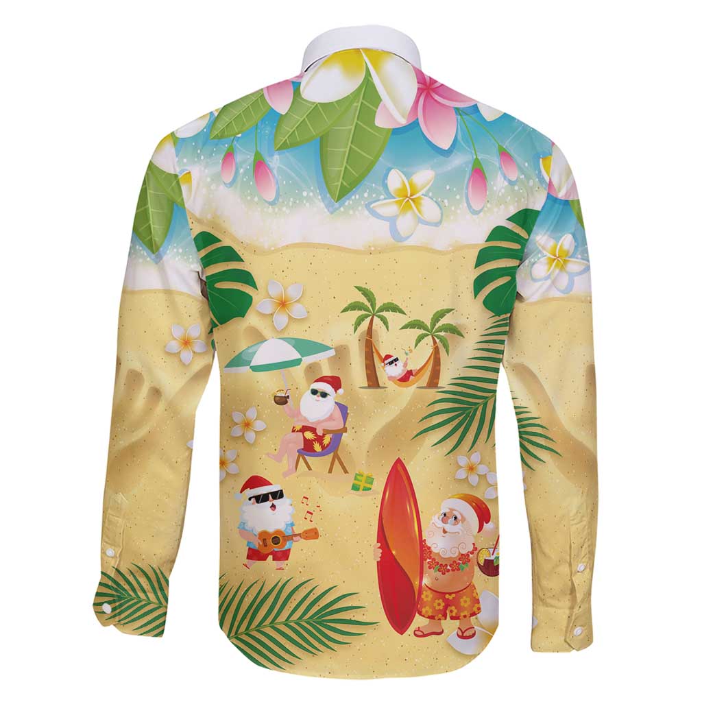 Hawaiian Mele Kalikimaka Family Matching Short Sleeve Bodycon Dress and Hawaiian Shirt Tropical Plumeria and Lei Funny Santa Beach LT03 - Polynesian Pride