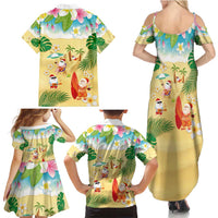 Hawaiian Mele Kalikimaka Family Matching Summer Maxi Dress and Hawaiian Shirt Tropical Plumeria and Lei Funny Santa Beach LT03 - Polynesian Pride