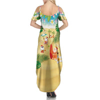 Hawaiian Mele Kalikimaka Family Matching Summer Maxi Dress and Hawaiian Shirt Tropical Plumeria and Lei Funny Santa Beach LT03 - Polynesian Pride