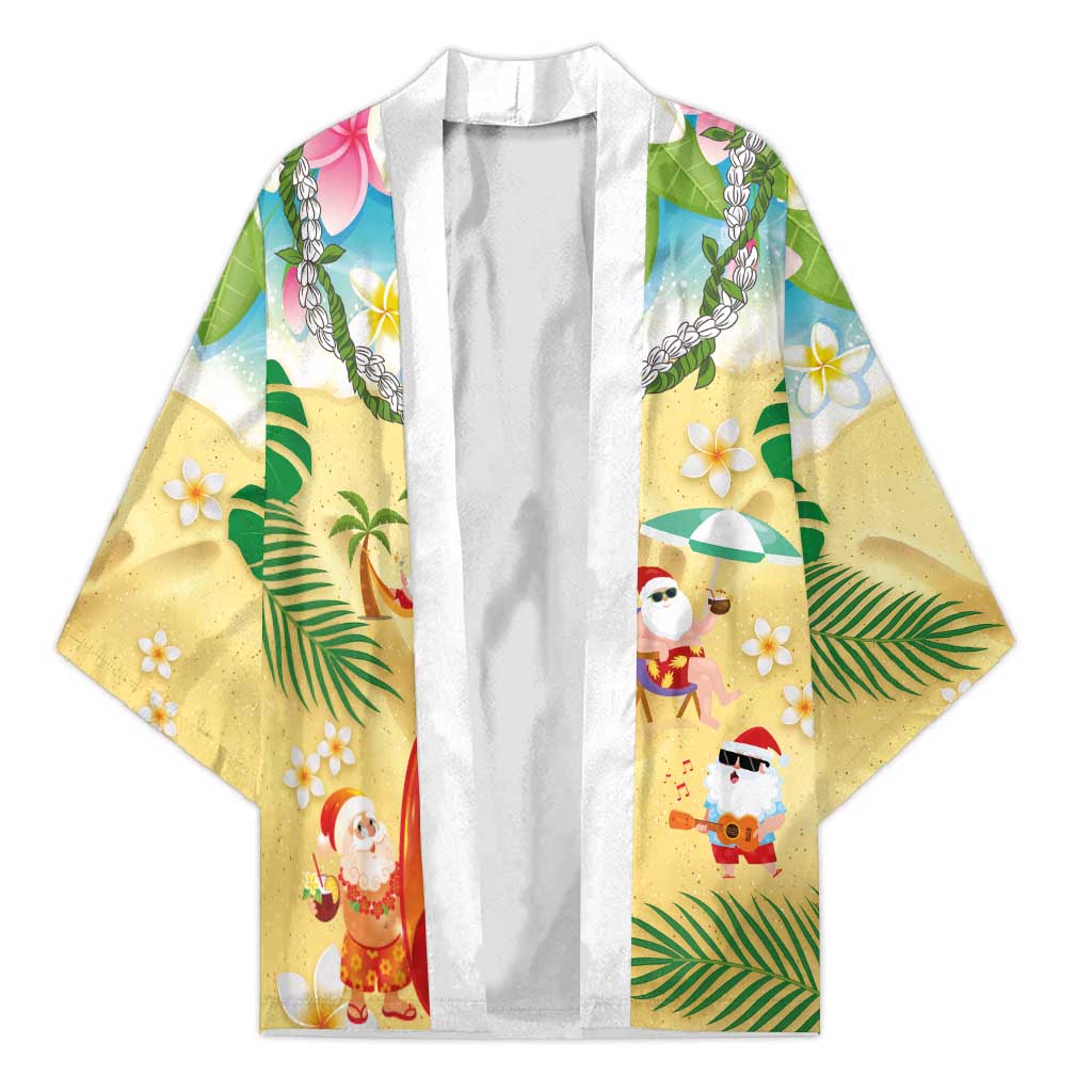 Hawaiian Mele Kalikimaka Kimono Tropical Plumeria and Lei Funny Santa Beach - Polynesian Pride