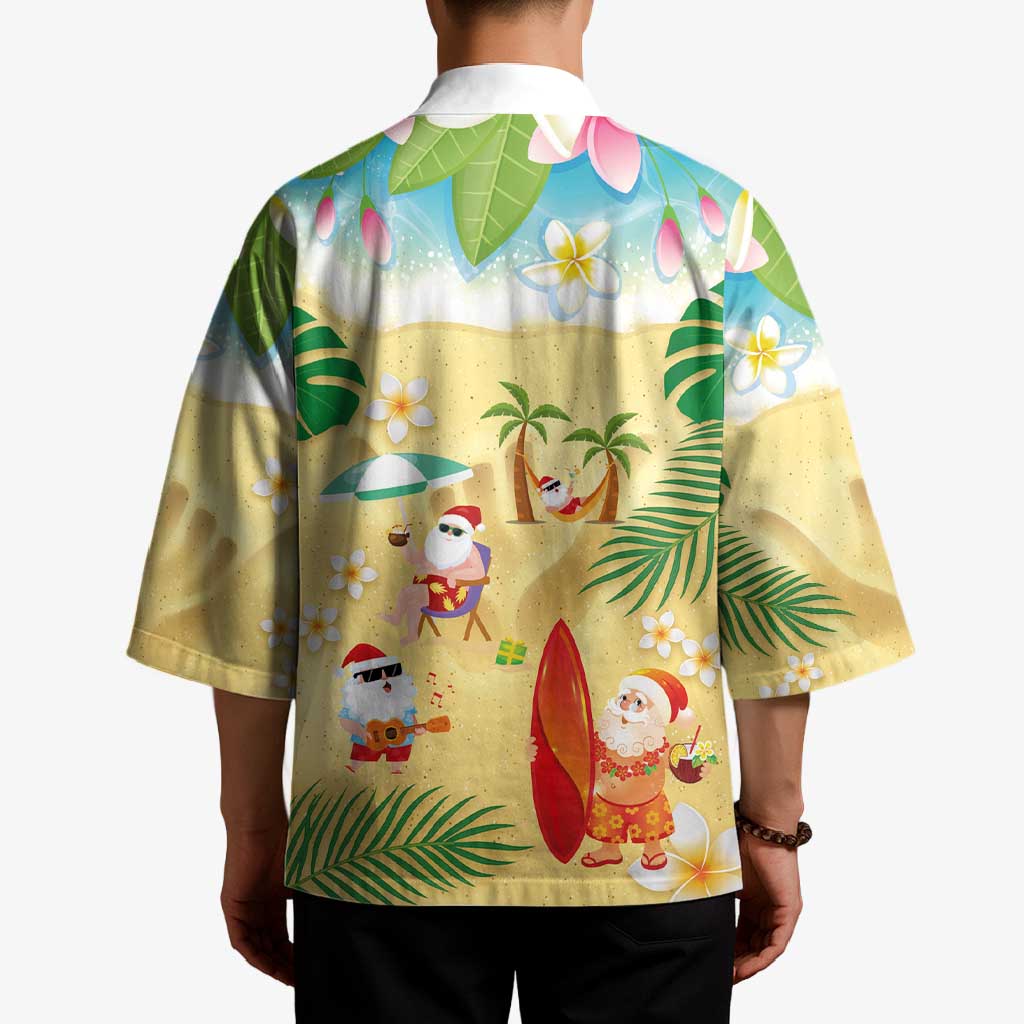 Hawaiian Mele Kalikimaka Kimono Tropical Plumeria and Lei Funny Santa Beach - Polynesian Pride