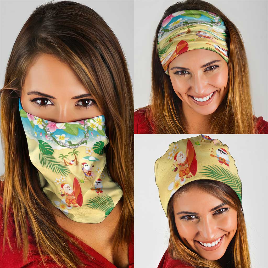 Hawaiian Mele Kalikimaka Neck Gaiter Tropical Plumeria and Lei Funny Santa Beach - Polynesian Pride