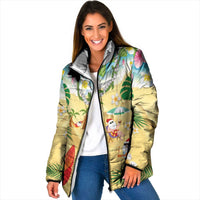 Hawaiian Mele Kalikimaka Padded Jacket Tropical Plumeria and Lei Funny Santa Beach - Polynesian Pride