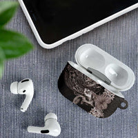 Hawaiian Plumeria and Hibiscus with Turtles AirPods Case Polynesian Art Grayscale - Polynesian Pride