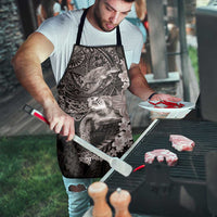 Hawaiian Plumeria and Hibiscus with Turtles Apron Polynesian Art Grayscale - Polynesian Pride