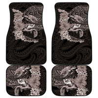 Hawaiian Plumeria and Hibiscus with Turtles Car Mats Polynesian Art Grayscale - Polynesian Pride