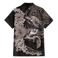 Hawaiian Plumeria and Hibiscus with Turtles Family Matching Mermaid Dress and Hawaiian Shirt Polynesian Art Grayscale LT03 - Polynesian Pride
