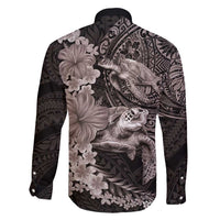 Hawaiian Plumeria and Hibiscus with Turtles Family Matching Tank Maxi Dress and Hawaiian Shirt Polynesian Art Grayscale LT03 - Polynesian Pride