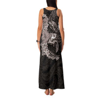 Hawaiian Plumeria and Hibiscus with Turtles Family Matching Tank Maxi Dress and Hawaiian Shirt Polynesian Art Grayscale LT03 - Polynesian Pride