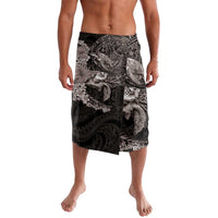 Hawaiian Plumeria and Hibiscus with Turtles Lavalava Polynesian Art Grayscale - Polynesian Pride