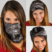 Hawaiian Plumeria and Hibiscus with Turtles Neck Gaiter Polynesian Art Grayscale - Polynesian Pride