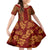 Hawaii Style Hibiscus and Tribal Element Fabric Patchwork Family Matching Off Shoulder Maxi Dress and Hawaiian Shirt LT03 Daughter's Dress Red - Polynesian Pride